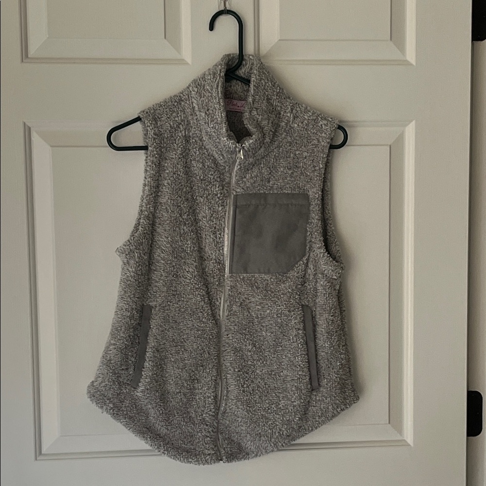 Pink Lily Cozy Gray Fleece Vest